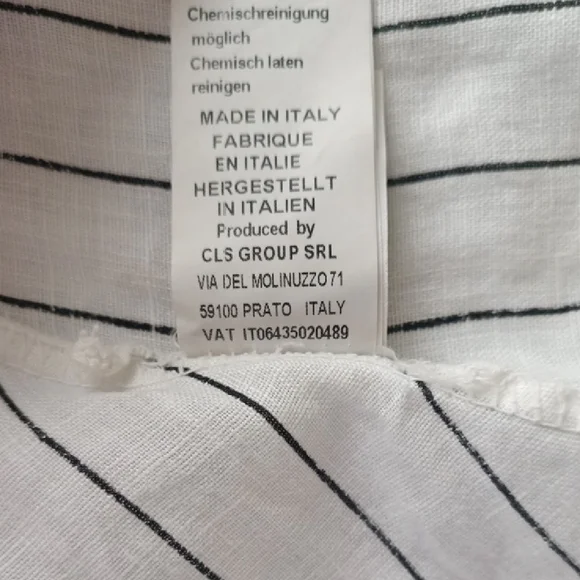 Italian Linen Asymmetric Striped White Sleeveless Maxi Shirt Dress Size S-M - Picture 16 of 16